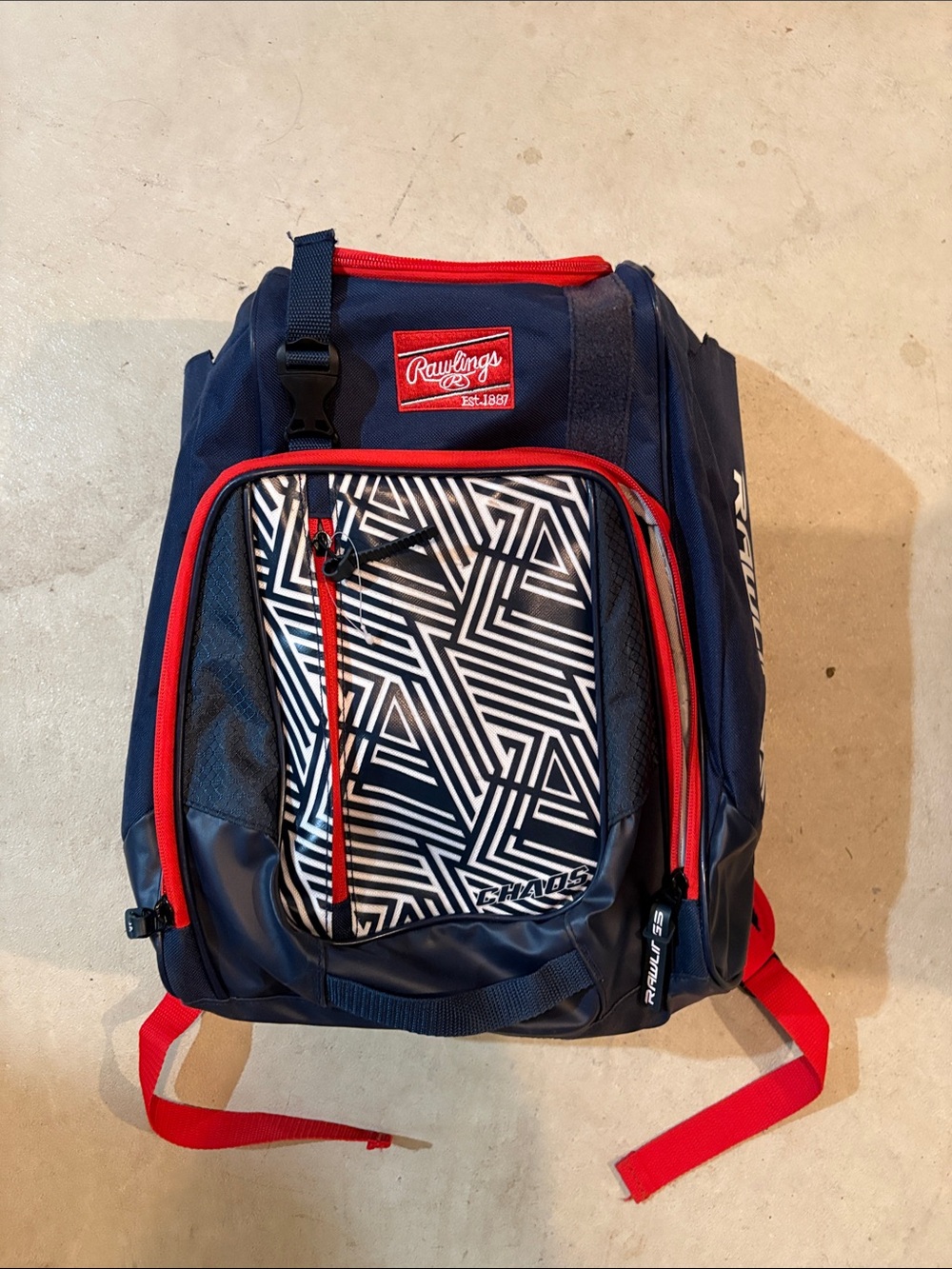 Rawlings Navy and Red Baseball Backpack
